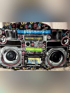 Vintage Y2K parcel boombox purse featuring lips in different colors